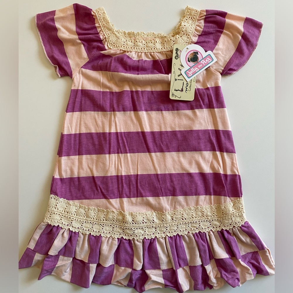 Jelly & Pug- Liv & Monkey collection drop waist striped dress. Sz 3T NEW w/tags